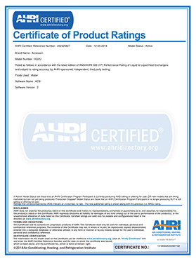 AHRI (The Air Conditioning, Heating, and Refrigeration Institute certification)